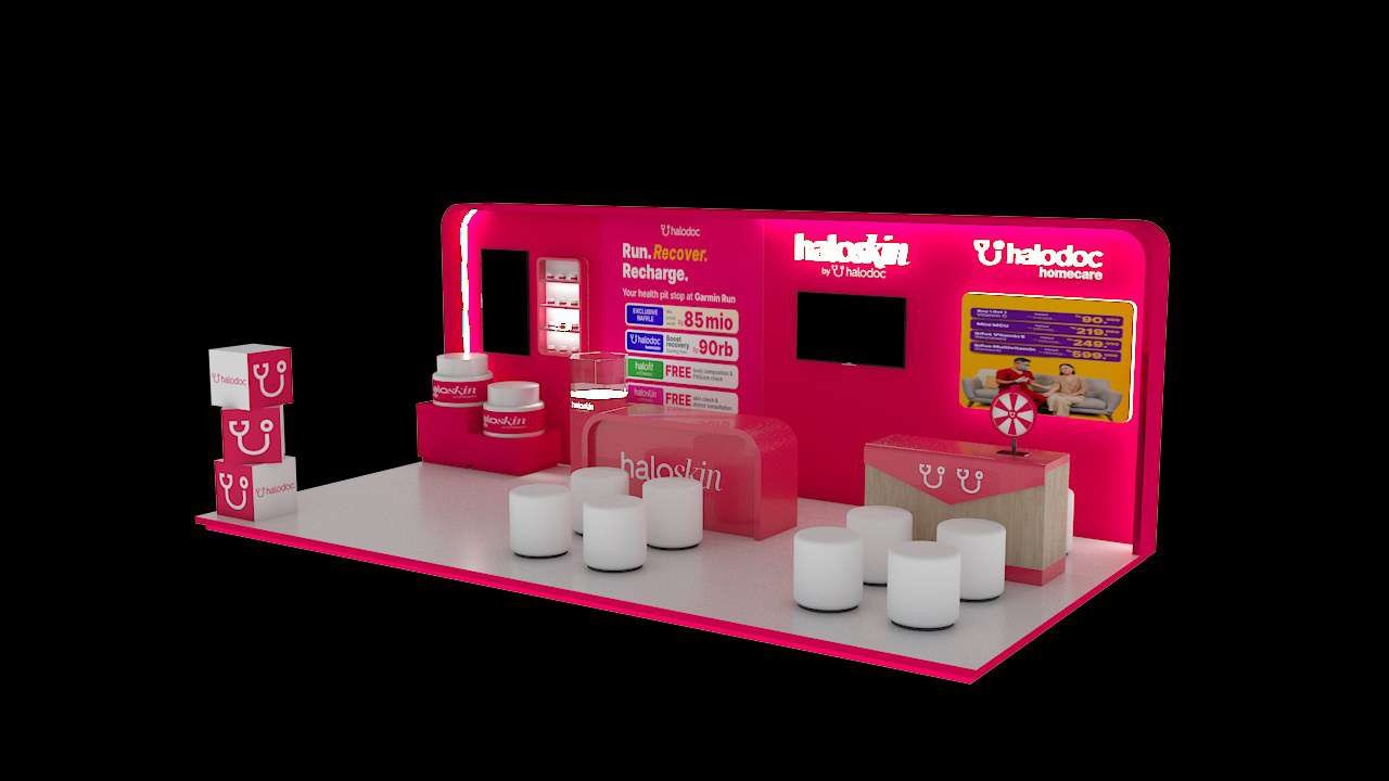 Booth Halodoc Haloskin untuk brand activation di event beauty